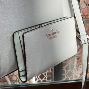 Kate Spade Staci Large Slim Bifold Wallet Crystal Blue